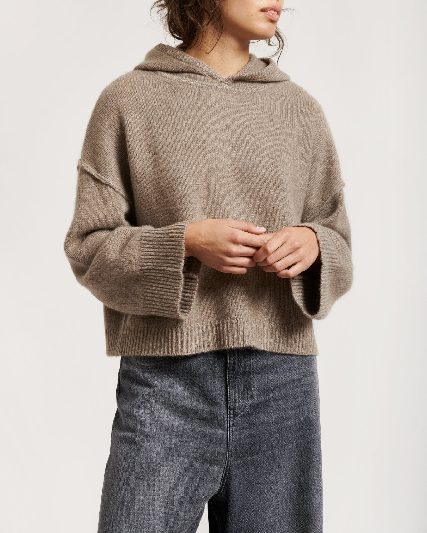 Ava Hoodie Organic Dark Brown Gensere